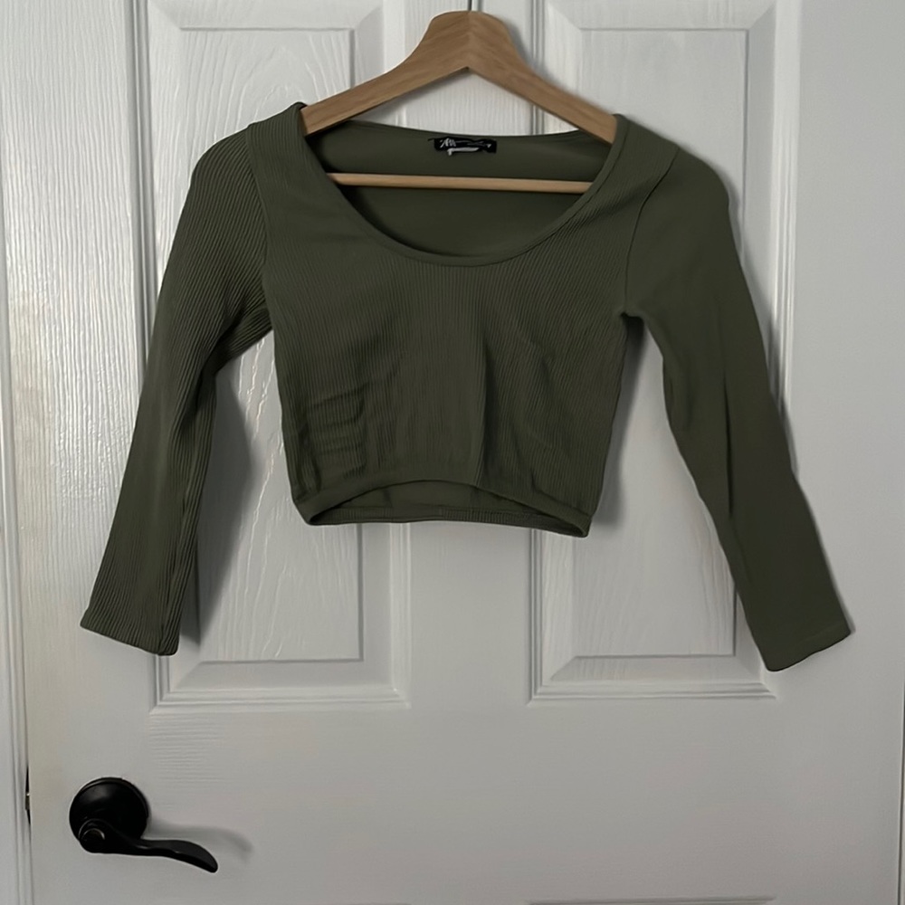 ZARA seamless green top